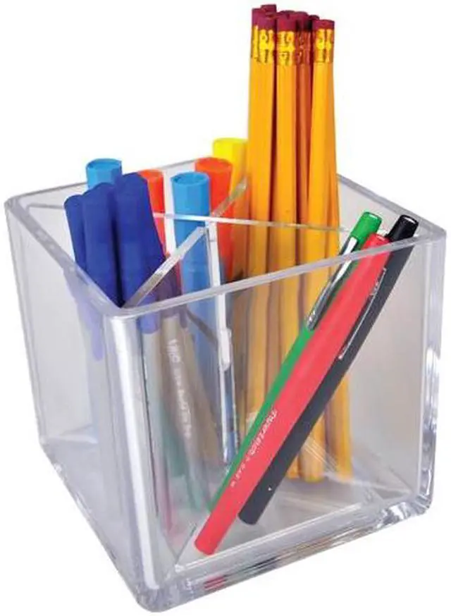Alt view image 3 of 3 - AZAR DISPLAYS 556358 Cube Pencil Holder W/ Divider 5"W x 5"D x 5"H, PK2
