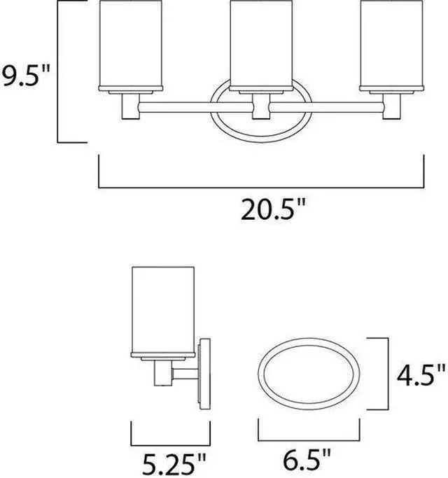 Alt view image 2 of 2 - MAXIM LIGHTING 9053SWSN Cylinder 3-Light 20.5" Wide Satin Nickel Vanity Light