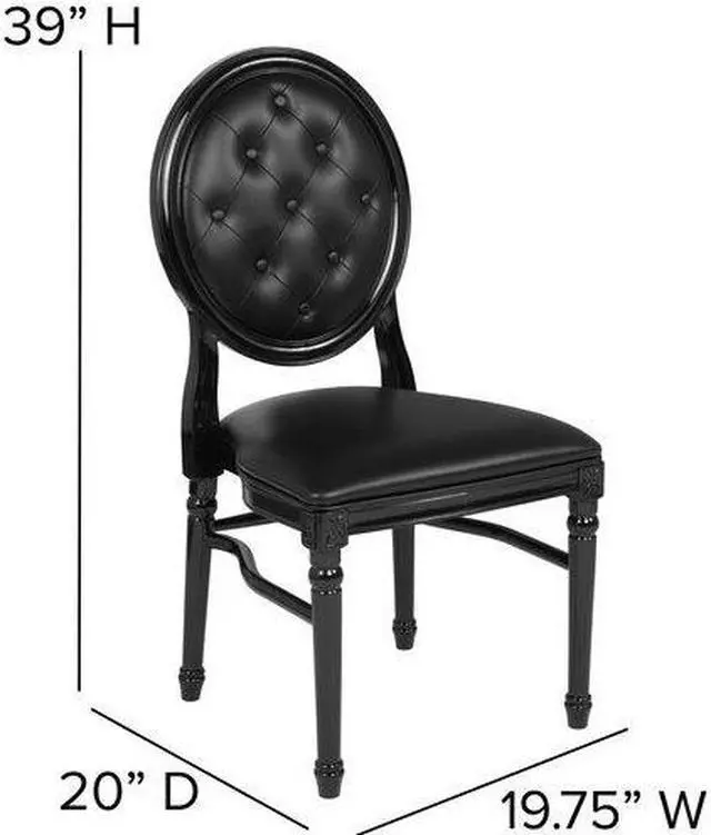 Alt view image 9 of 14 - Flash Furniture HERCULES Series Resin King Louis Chair Black 2 Pack (2LEBBCMON) 2LEBBTMON