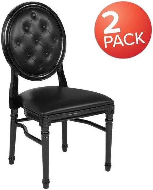 Alt view image 10 of 14 - Flash Furniture HERCULES Series Resin King Louis Chair Black 2 Pack (2LEBBCMON) 2LEBBTMON