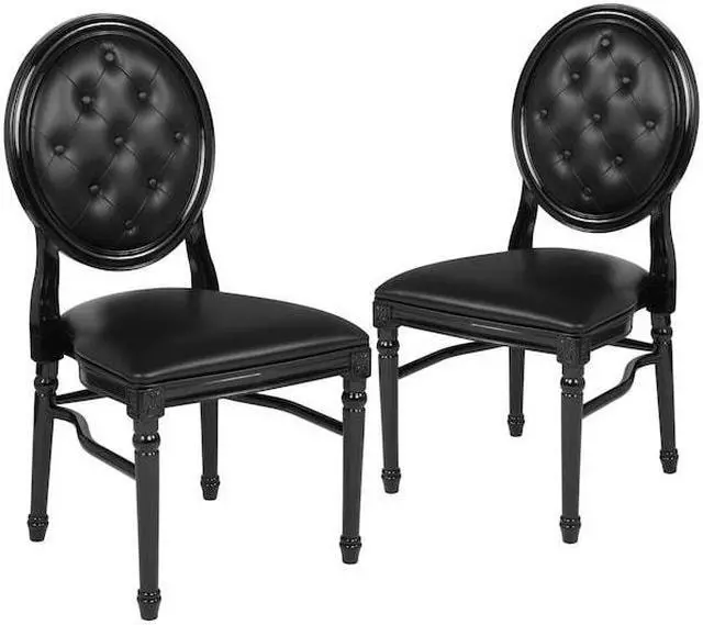 Alt view image 12 of 14 - Flash Furniture HERCULES Series Resin King Louis Chair Black 2 Pack (2LEBBCMON) 2LEBBTMON