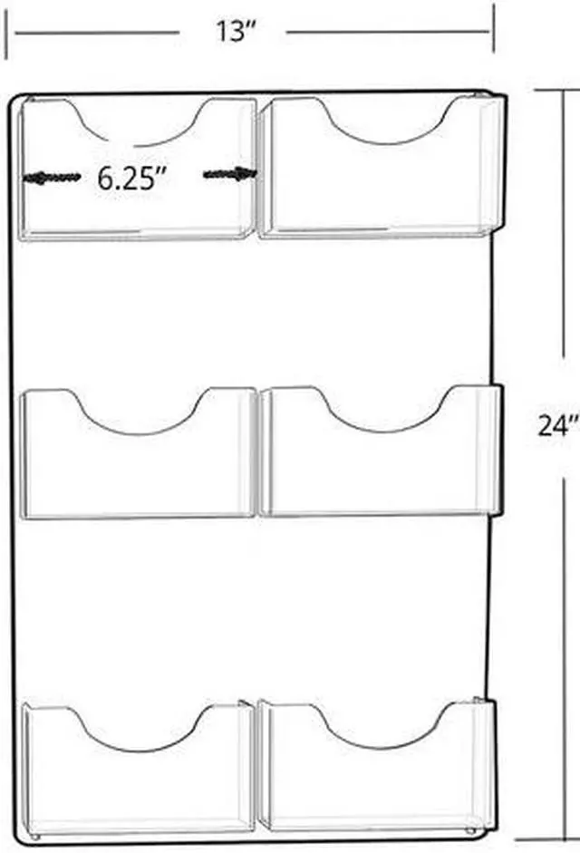Alt view image 2 of 2 - AZAR DISPLAYS 252091 Six-Pocket Wall Mount Bifold Brochure Holder, PK2