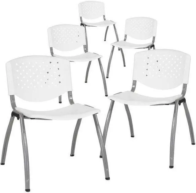 Alt view image 9 of 14 - Flash Furniture HERCULES Series Plastic Stack Chair White 5 Pack (5RUTF01AWH)