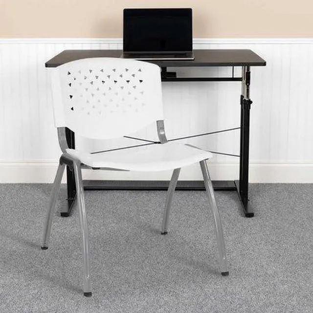 Alt view image 8 of 14 - Flash Furniture HERCULES Series Plastic Stack Chair White 5 Pack (5RUTF01AWH)