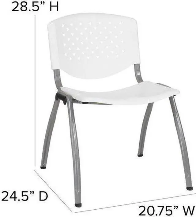 Alt view image 10 of 14 - Flash Furniture HERCULES Series Plastic Stack Chair White 5 Pack (5RUTF01AWH)