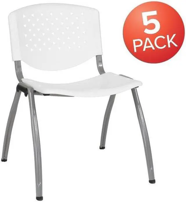Alt view image 11 of 14 - Flash Furniture HERCULES Series Plastic Stack Chair White 5 Pack (5RUTF01AWH)