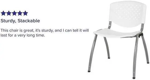 Alt view image 13 of 14 - Flash Furniture HERCULES Series Plastic Stack Chair White 5 Pack (5RUTF01AWH)