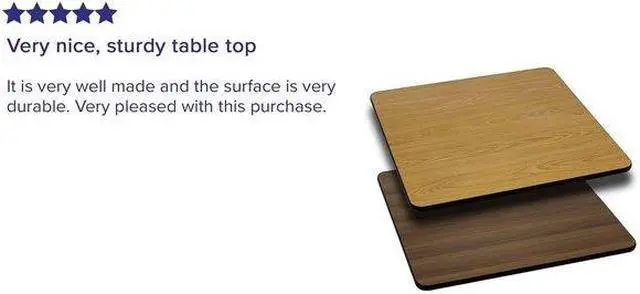 Alt view image 6 of 8 - 24'' Square Table Top with Natural or Walnut Reversible Laminate Top