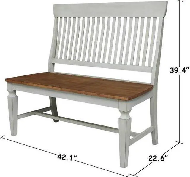 Alt view image 3 of 6 - INTERNATIONAL CONCEPTS BE41-65 Vista Slatback Bench, Hickory/Stone