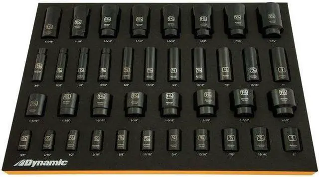 Alt view image 4 of 7 - DYNAMIC D096005-FT1T Tools 39Pcs 1/2" Drive SAE Impact Socket Set With Foam