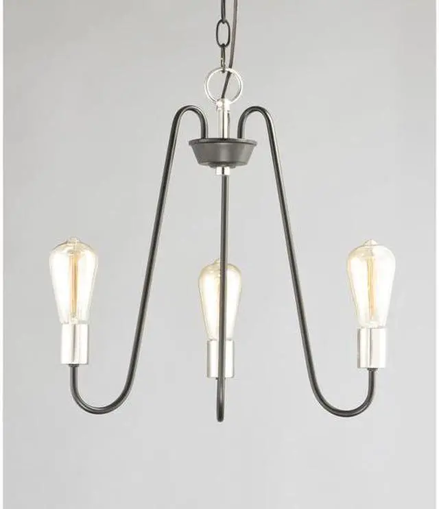 Alt view image 2 of 2 - MAXIM 11733BKSN Haven 3-Light 18.5" Wide Black / Satin Nickel Chandelier