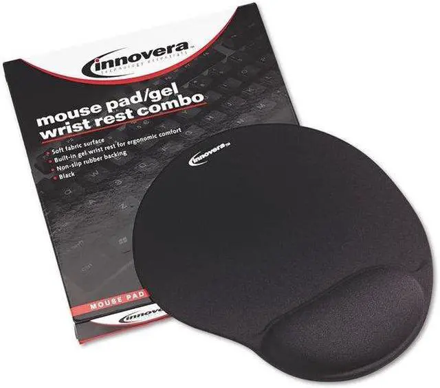 Alt view image 7 of 7 - Innovera Mouse Pad with Fabric-Covered Gel Wrist Rest, 10.37 X 8.87, Black 50448