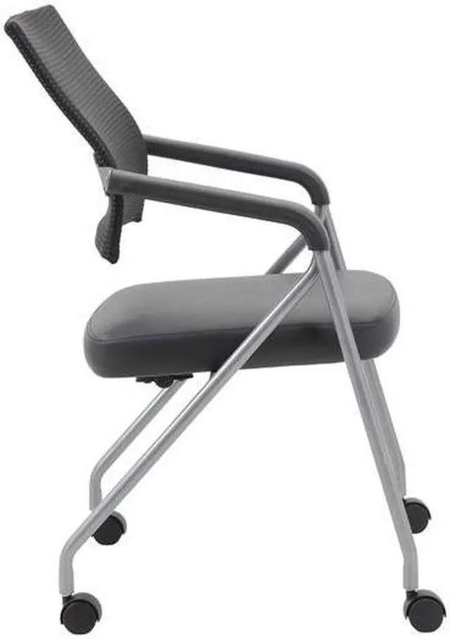 Alt view image 4 of 7 - BOSS B1806P-BK-2 Black Mesh Training Chair with Pewter Frame, PK2