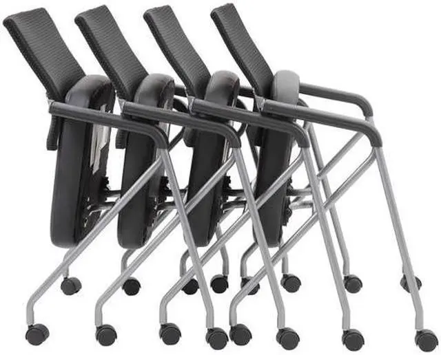 Alt view image 3 of 7 - BOSS B1806P-BK-2 Black Mesh Training Chair with Pewter Frame, PK2