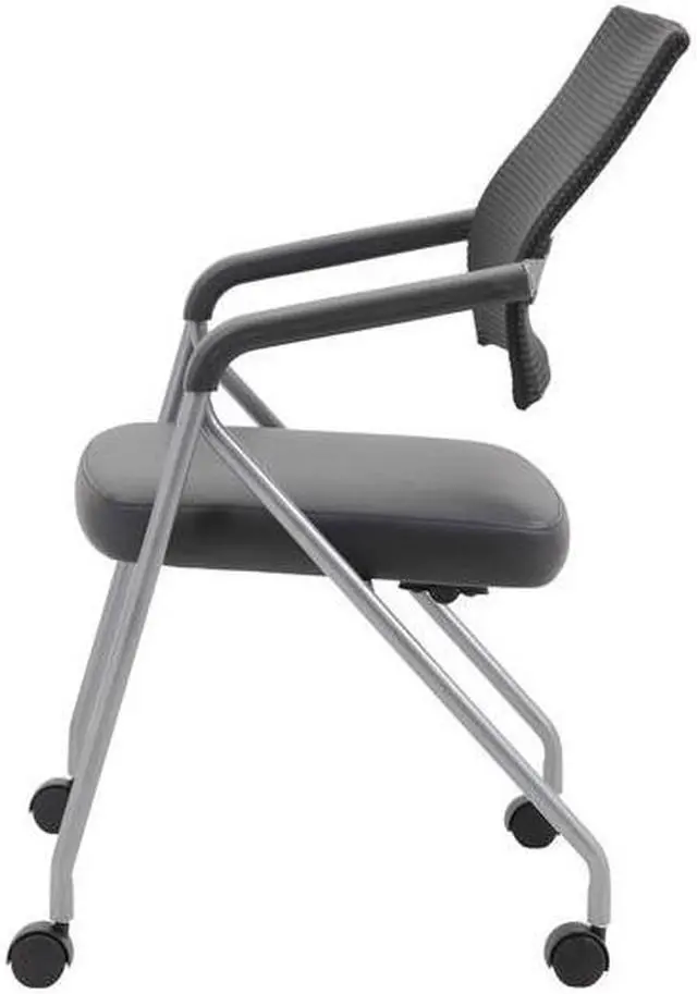 Alt view image 6 of 7 - BOSS B1806P-BK-2 Black Mesh Training Chair with Pewter Frame, PK2
