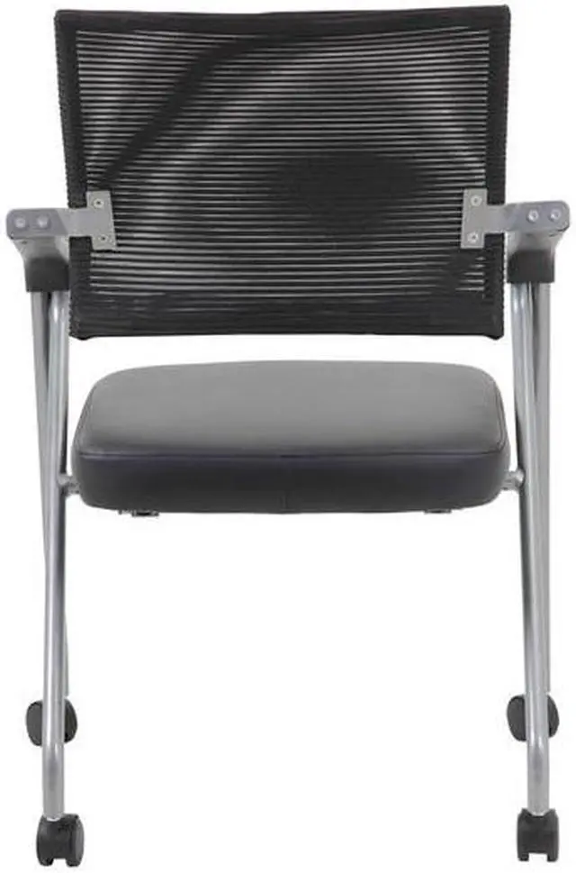 Alt view image 5 of 7 - BOSS B1806P-BK-2 Black Mesh Training Chair with Pewter Frame, PK2