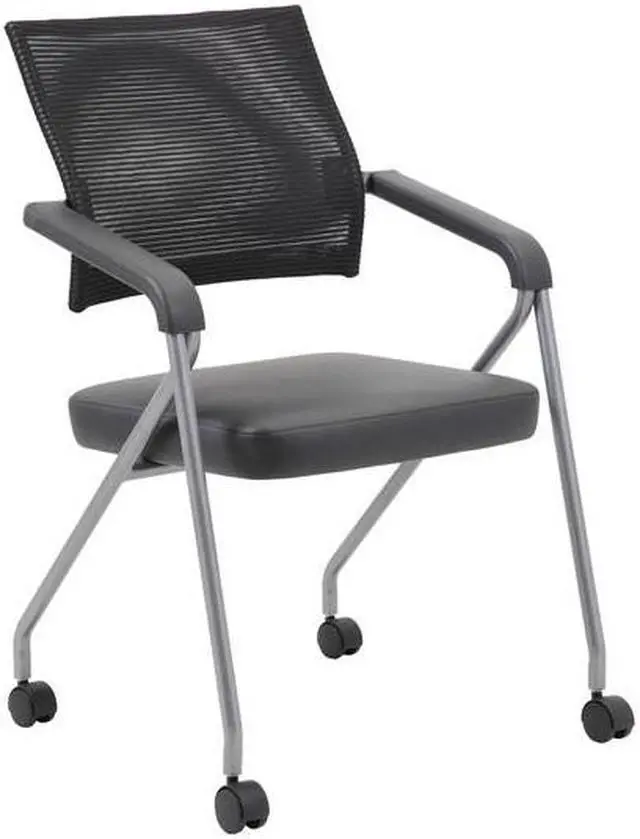 Alt view image 7 of 7 - BOSS B1806P-BK-2 Black Mesh Training Chair with Pewter Frame, PK2