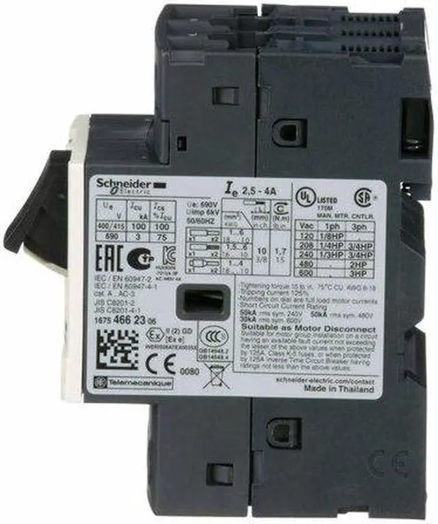 Alt view image 5 of 7 - SCHNEIDER ELECTRIC GV2ME08 Manual Motor Starter, Not Applicable, 3 P, 3 Phase,