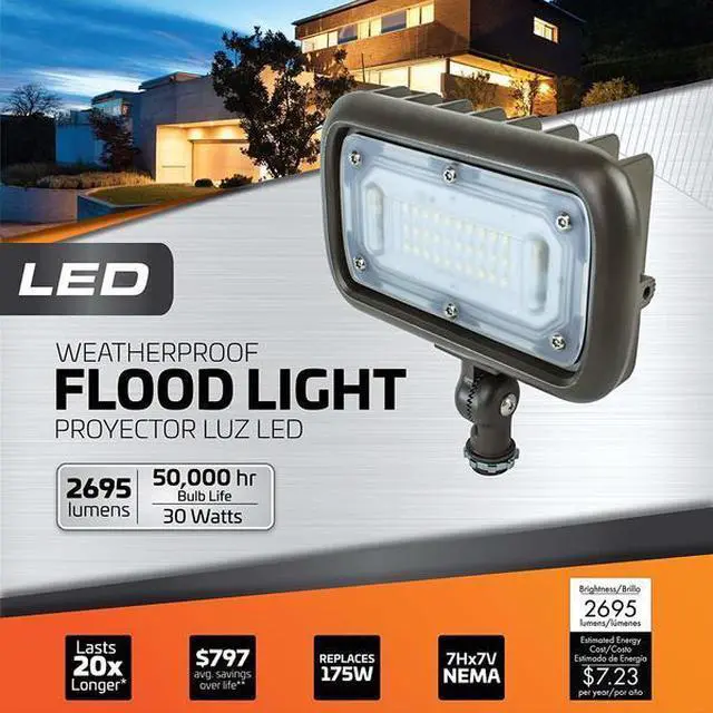 Alt view image 3 of 6 - NEWHOUSE LIGHTING WW30BRZ Outdoor 30W LED Landscape Wall Wash Flood Light,