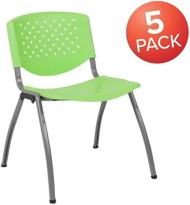 Alt view image 11 of 14 - Flash Furniture HERCULES Series Plastic Stack Chair Green 5 Pack (5RUTF01AGN)