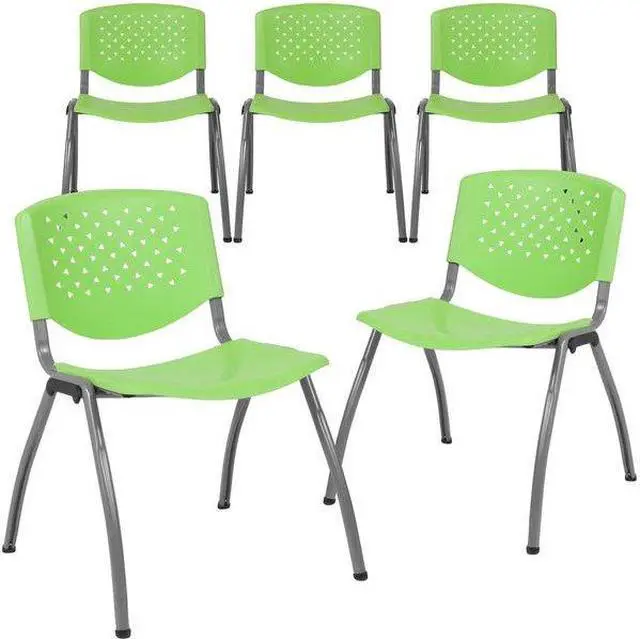 Alt view image 9 of 14 - Flash Furniture HERCULES Series Plastic Stack Chair Green 5 Pack (5RUTF01AGN)