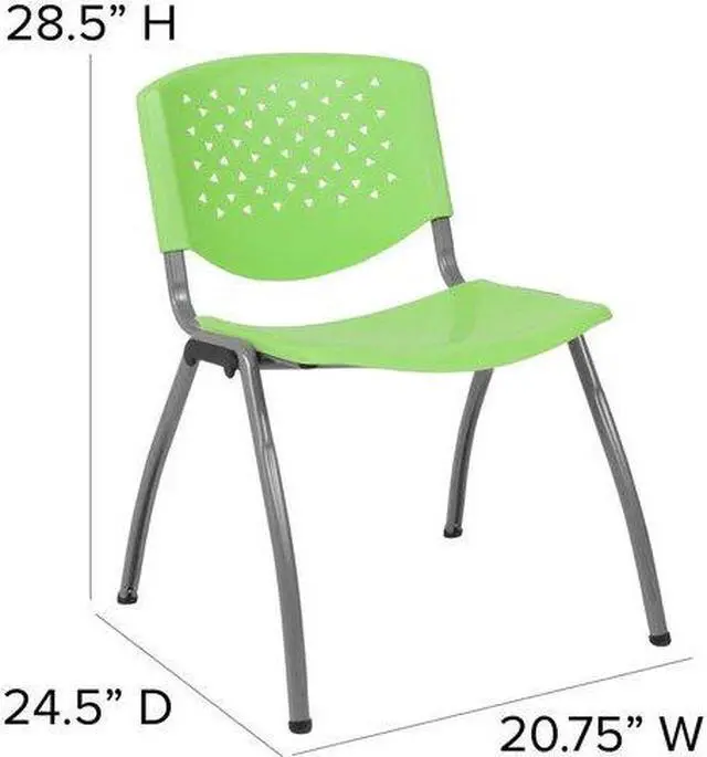 Alt view image 10 of 14 - Flash Furniture HERCULES Series Plastic Stack Chair Green 5 Pack (5RUTF01AGN)