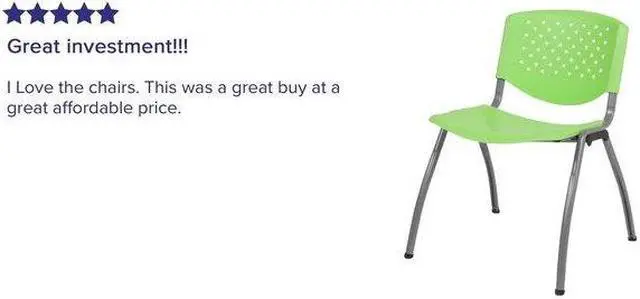 Alt view image 13 of 14 - Flash Furniture HERCULES Series Plastic Stack Chair Green 5 Pack (5RUTF01AGN)