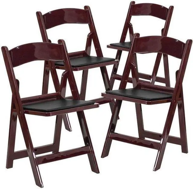 Alt view image 2 of 7 - FLASH FURNITURE 4-LE-L-1-MAH-GG Mahogany Resin Folding Chair,PK4