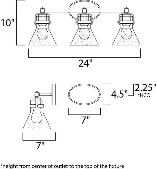 Alt view image 2 of 2 - MAXIM LIGHTING 26113CDPC Seafarer 3-Light 24.25" Wide Polished Chrome Vanity