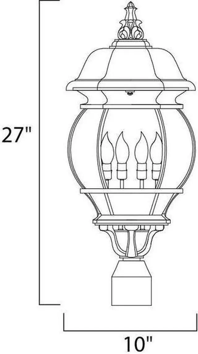 Alt view image 2 of 2 - MAXIM LIGHTING 1038BK Crown Hill 4-Light 10" Wide Black Outdoor Pole/Post Mount