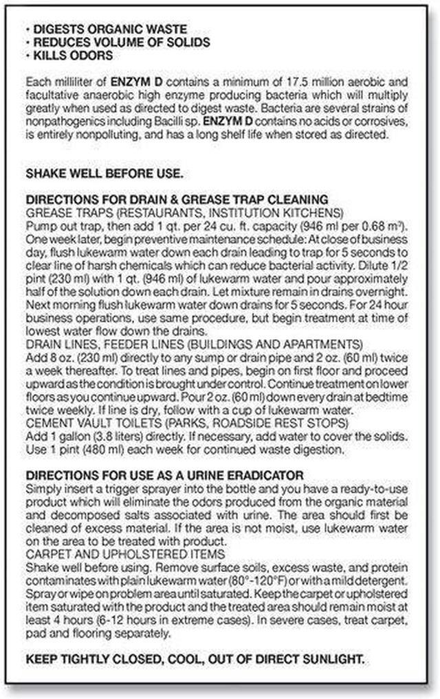 BIG D 050000 Enzym D Digester Liquid Deodorant, Lemon, 32oz