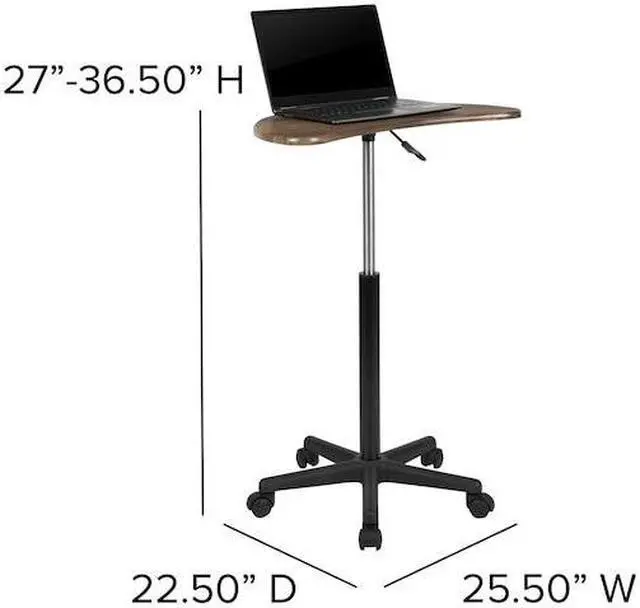 Alt view image 16 of 20 - Rustic Walnut Sit to Stand Mobile Laptop Computer Desk