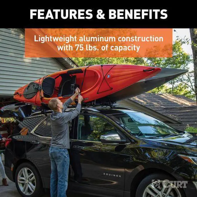 Alt view image 5 of 7 - CURT 18320 Aluminum Roof Rack Kayak Holders