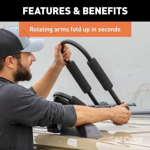 Alt view image 6 of 7 - CURT 18320 Aluminum Roof Rack Kayak Holders