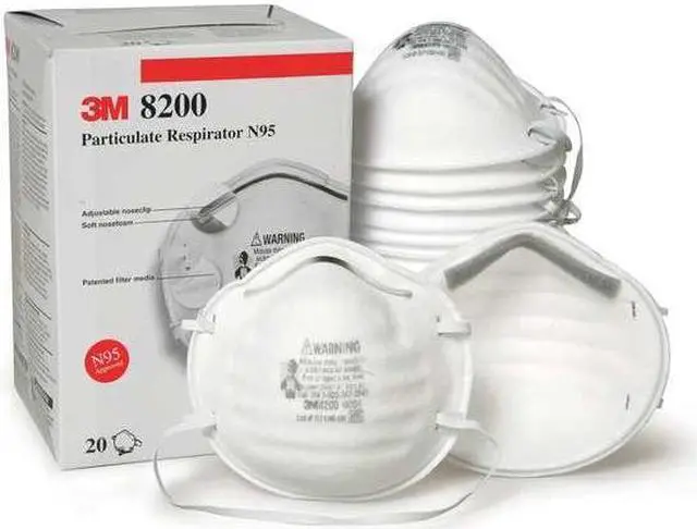 Alt view image 7 of 7 - 3M 8200 N95 Disposable Respirator, 8200, Dual Headstrap, Polyisoprene Strap,