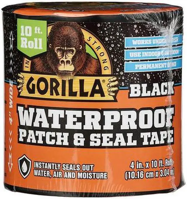 Alt view image 8 of 13 - Gorilla 4 In. x 10 Ft. Waterproof Patch & Seal Repair Tape, Black 4612502