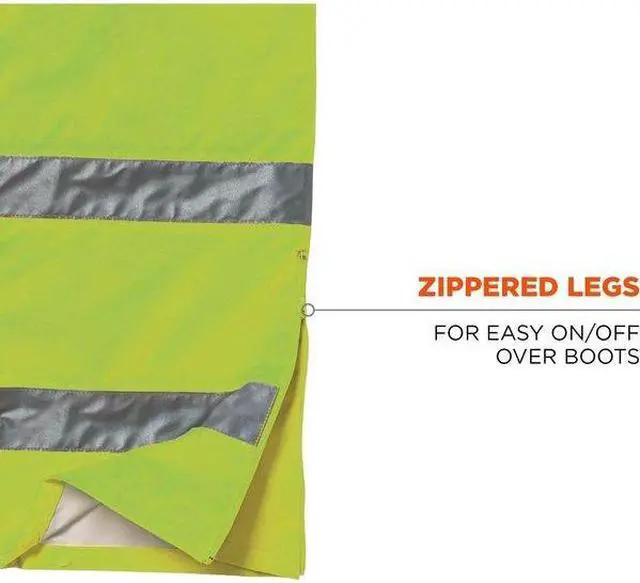 Alt view image 2 of 2 - ERGODYNE 8915 Hi-Visibility Rain Pants, Polyester, 33 3/8 in Inseam, Elastic