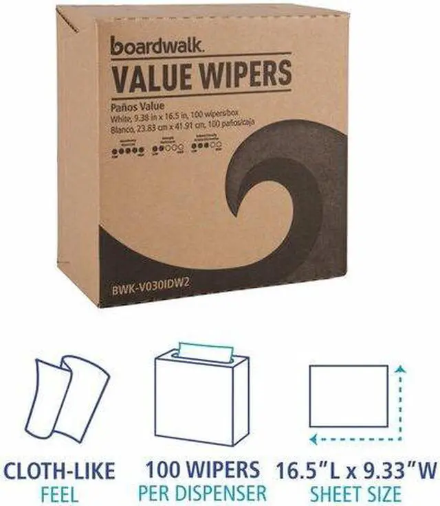 Alt view image 3 of 6 - BOARDWALK BWKV030IDW2 DRC Wipers, White, 9 1/3 x 16 1/2, PK900