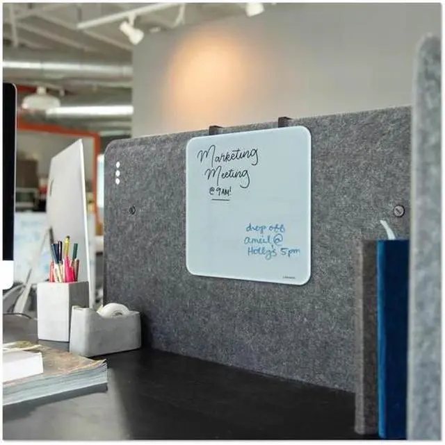 Alt view image 2 of 7 - U BRANDS 3690U00-01 Cubicle Glass Dry Erase Board, 12" x 12", White Surface