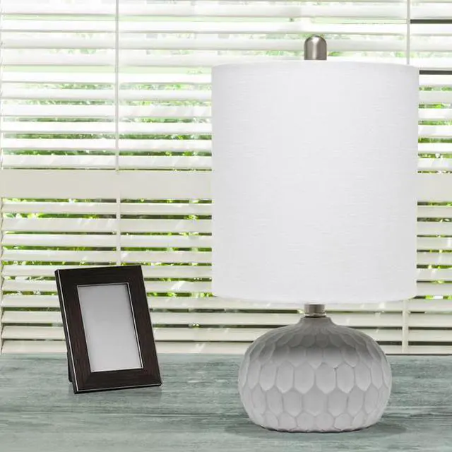 Alt view image 7 of 11 - Lalia Home Concrete Thumbprint Table Lamp with White Fabric Shade