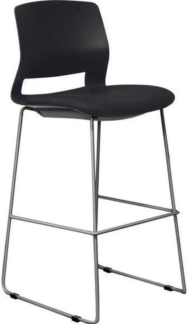 Alt view image 2 of 5 - LORELL 42951 Artic Series Stack Stool Fabric Black, Foam Seat Black Back, PK2