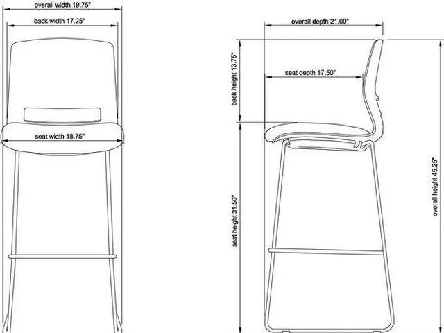 Alt view image 4 of 5 - LORELL 42951 Artic Series Stack Stool Fabric Black, Foam Seat Black Back, PK2