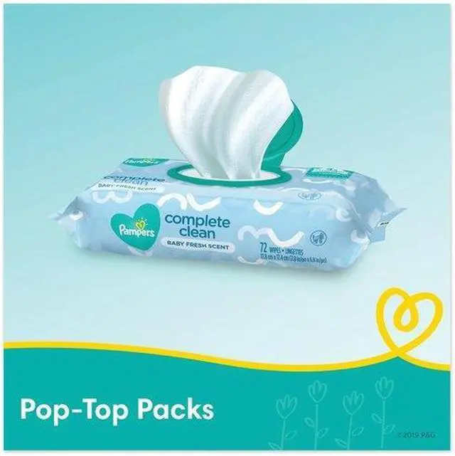 Alt view image 2 of 5 - PAMPERS 75536 Complete Clean Baby Wipes, 1-Ply, Baby Fresh, 72 Wipes/Pack, PK8
