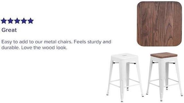 Alt view image 5 of 12 - Rustic Walnut Wood Seat for Colorful Metal Barstools
