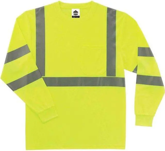 Alt view image 2 of 2 - ERGODYNE 8391 Long Sleeve Hi-Vis Shirt, Class 3, Polyester, Lime, 5XL