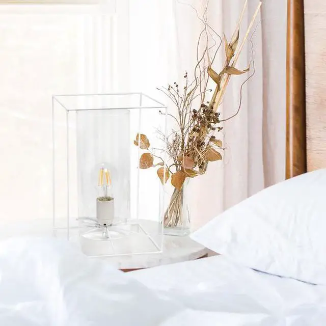 Alt view image 7 of 12 - Lalia Home White Framed Table Lamp with Clear Cylinder Glass Shade, Large