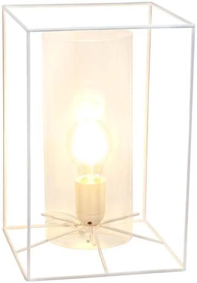 Alt view image 10 of 12 - Lalia Home White Framed Table Lamp with Clear Cylinder Glass Shade, Large