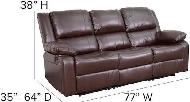 Alt view image 10 of 19 - Harmony Series Brown LeatherSoft Sofa with Two Built-In Recliners