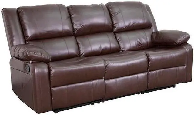 Alt view image 13 of 19 - Harmony Series Brown LeatherSoft Sofa with Two Built-In Recliners