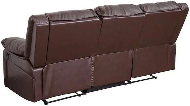 Alt view image 15 of 19 - Harmony Series Brown LeatherSoft Sofa with Two Built-In Recliners